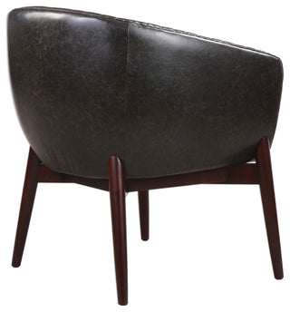 Uttermost Anders Faux Leather and Wood Accent Chair in Black and Brass