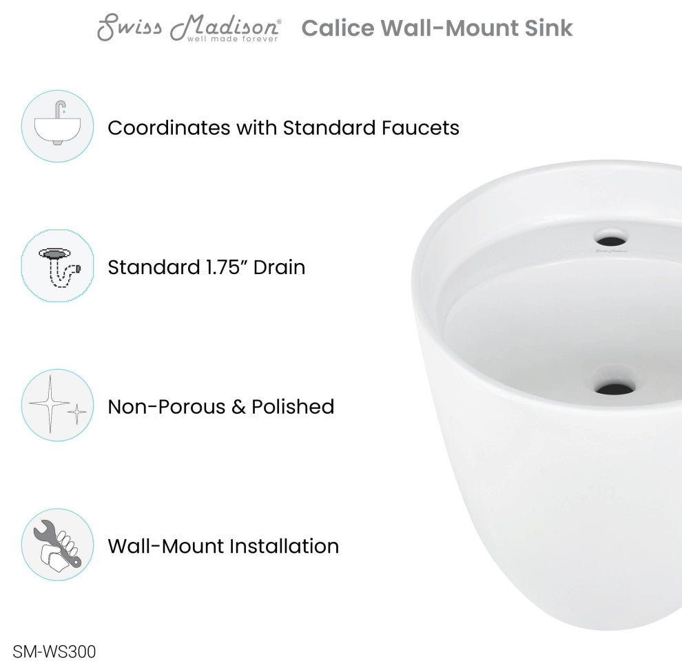 Calice 18" Wall-Mount Bathroom Sink