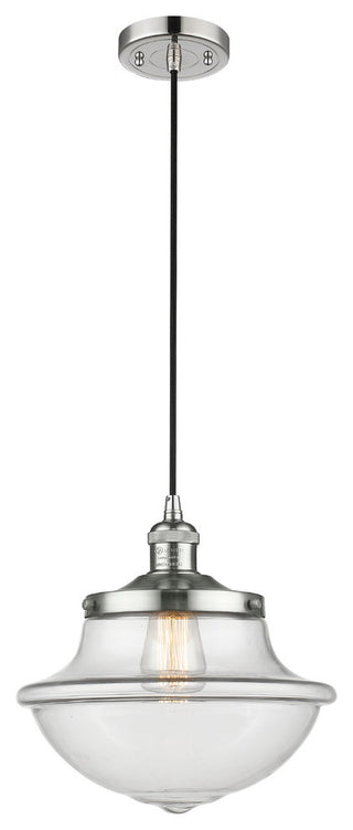 Large Oxford 1-Light Mini Pendant, Polished Nickel, Clear