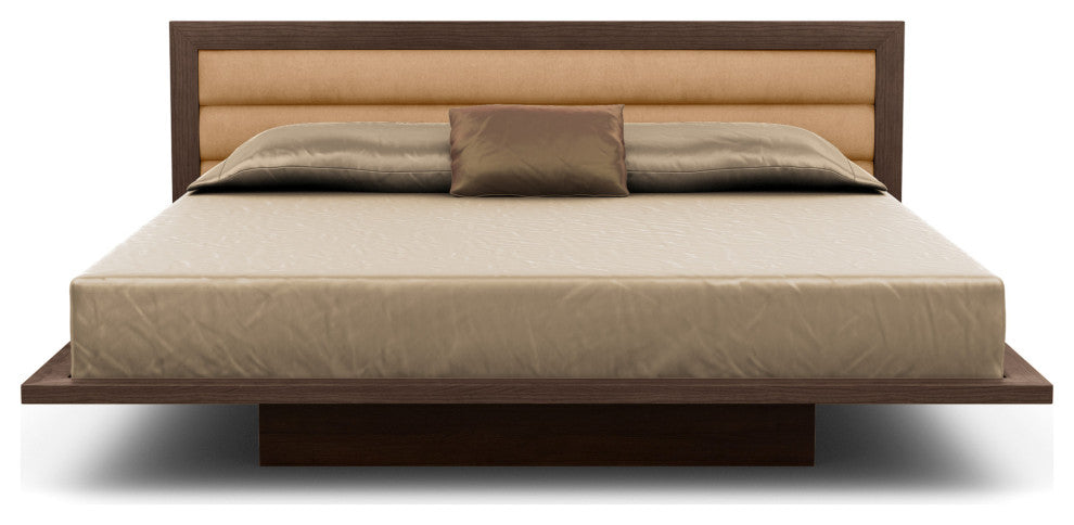 Copeland Moduluxe 35" Queen Bed With Upholstery, Smoke Cherry, Sand