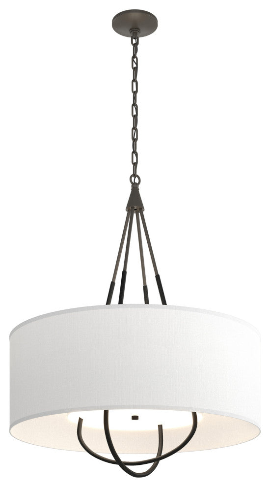 Loop Pendant, Dark Smoke Finish, Black Accents, Natural Anna Shade