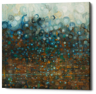 "Blue and Bronze Dots" Giclee Canvas Wall Art, 37"x37"
