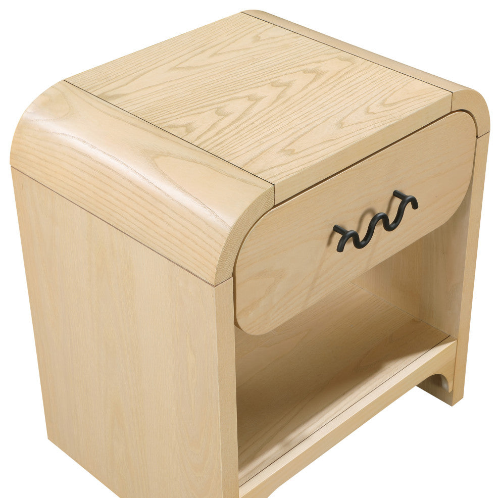 Hayes Night Stand / Side Table, Black, Natural