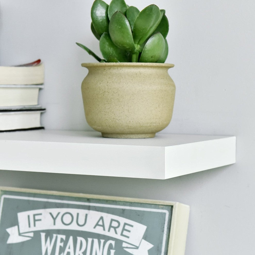 Simons Floating Wall Shelves, White, 24"