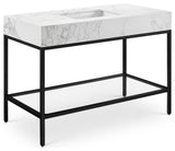 Marmo Bathroom Vanity, White, 48" Wide, Matte Black Finish
