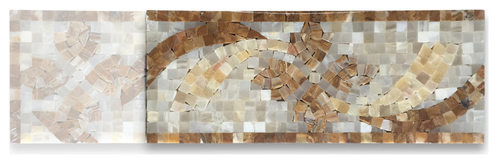 Marble Mosaic Border Listello Accent Tile Clover Onyx 4.7x12 Polished, 1 piece
