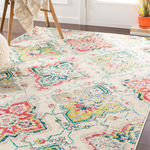 Surya Paramount PAR-1105 7'10"x11'2" Rug, Lime/Fuschia/Orange/Teal/Blue/Cream