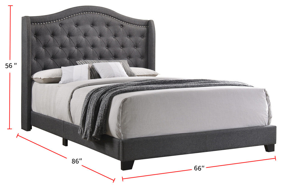 Camel Back Queen Bed, Gray