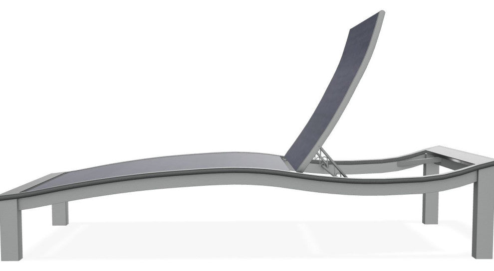 Bazza Sling 4-Position Contour Outdoor Chaise Lounge, Collect Indigo/Graphite