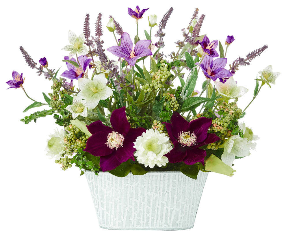 13" Mixed Flower Artificial Arrangement, Decorative Vase