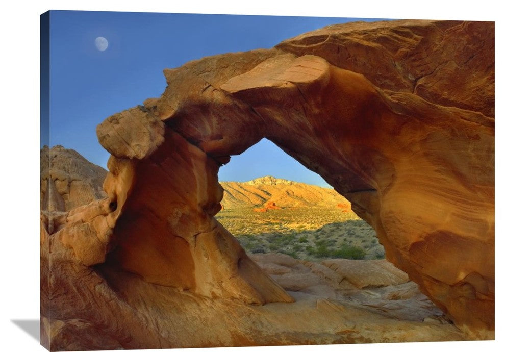 "Arch Rock And Moon, Valley Of Fire State Park, Nevada" Artwork, 40" x 30"