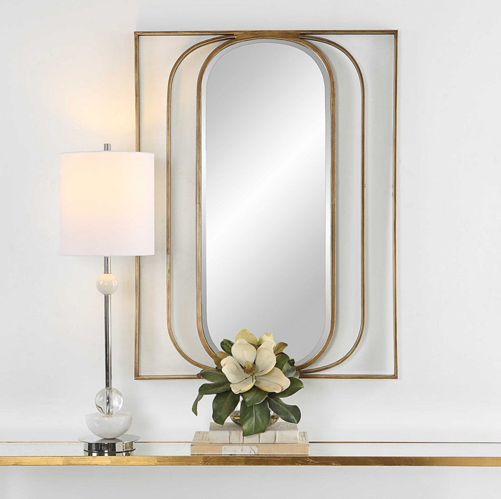 Replicate Wall Mirror in heavily antiqued gold