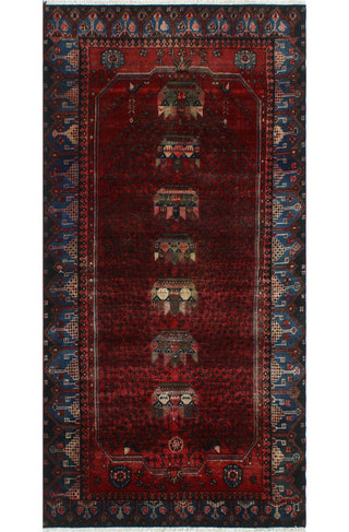 Semi Antique Dailyn Red/Navy Runner, 4'6x8'9