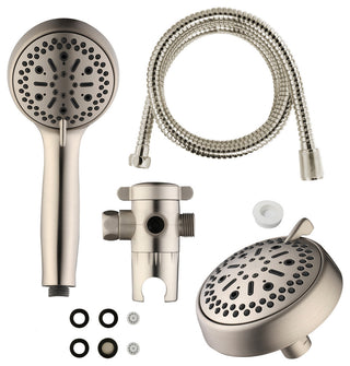 MODONA's 6 Function DUAL Massage Shower Head and Hand Shower, Satin Nickel
