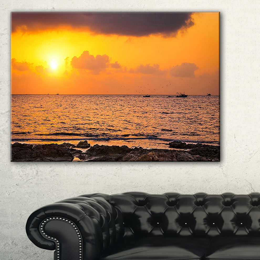 "Beautiful African Rocky Coast" Oversized Beach Canvas Artwork, 32"x16"