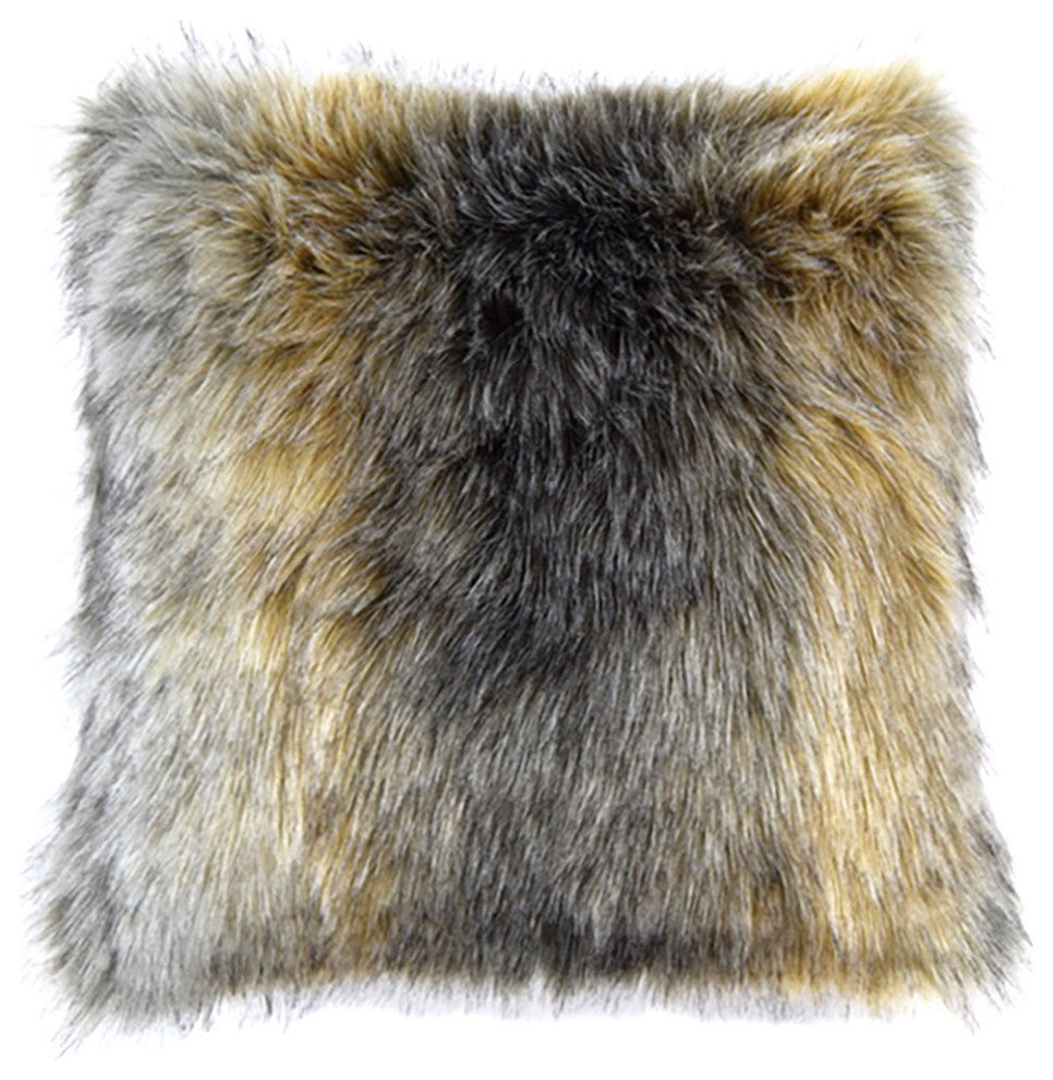 LUZIO Crystal Fox Vegan Faux Fur Pillow Cover 19.6x19.6