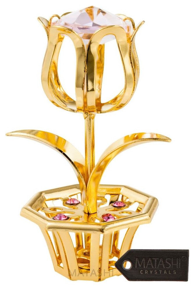 24k Gold Plated Tulip Flower Table Top Ornament