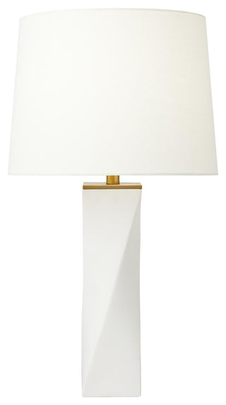 Lagos Table Lamp, White Leather