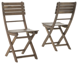 GDF Studio Vicaro Outdoor Gray Acacia Wood Foldable Dining Chairs, Set of 2