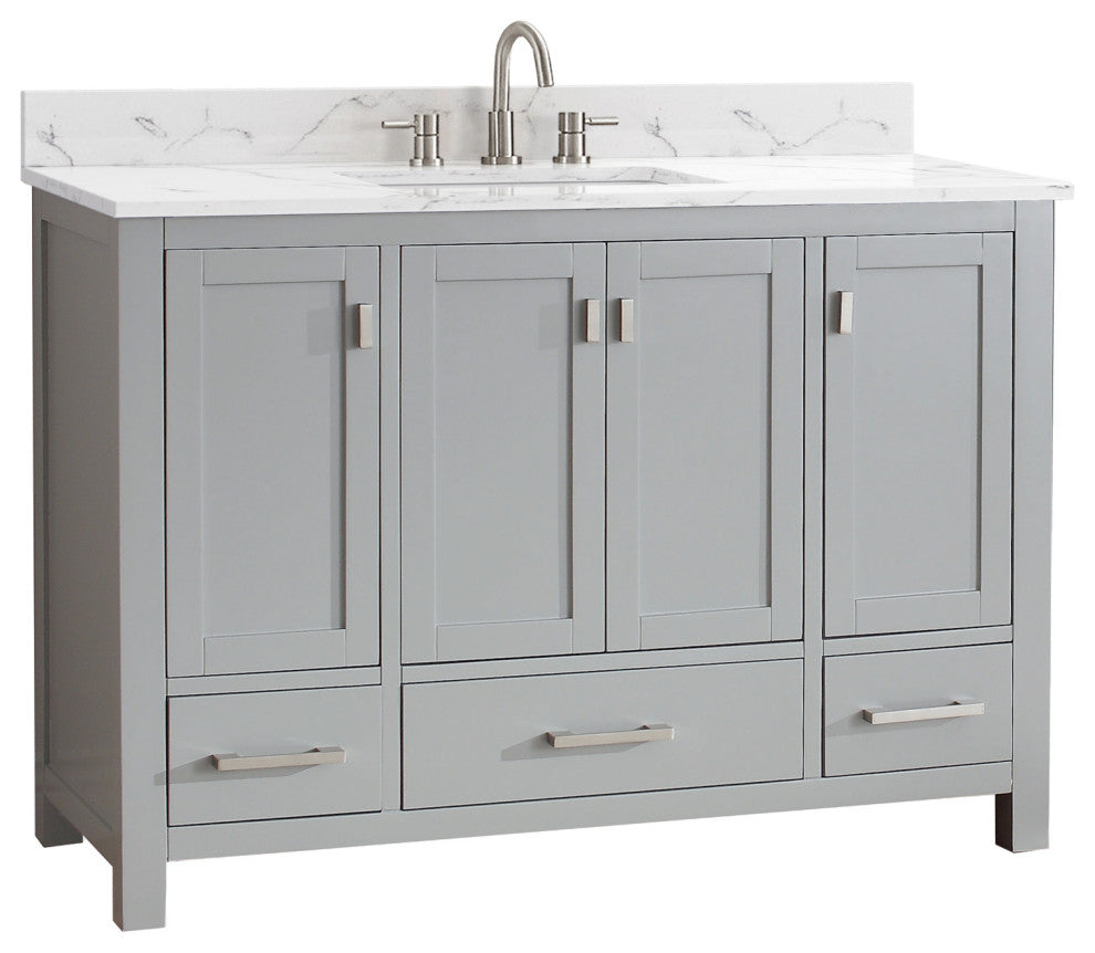 Avanity Modero 48" Vanity, Chilled Gray, Cala White Engineered Stone Top