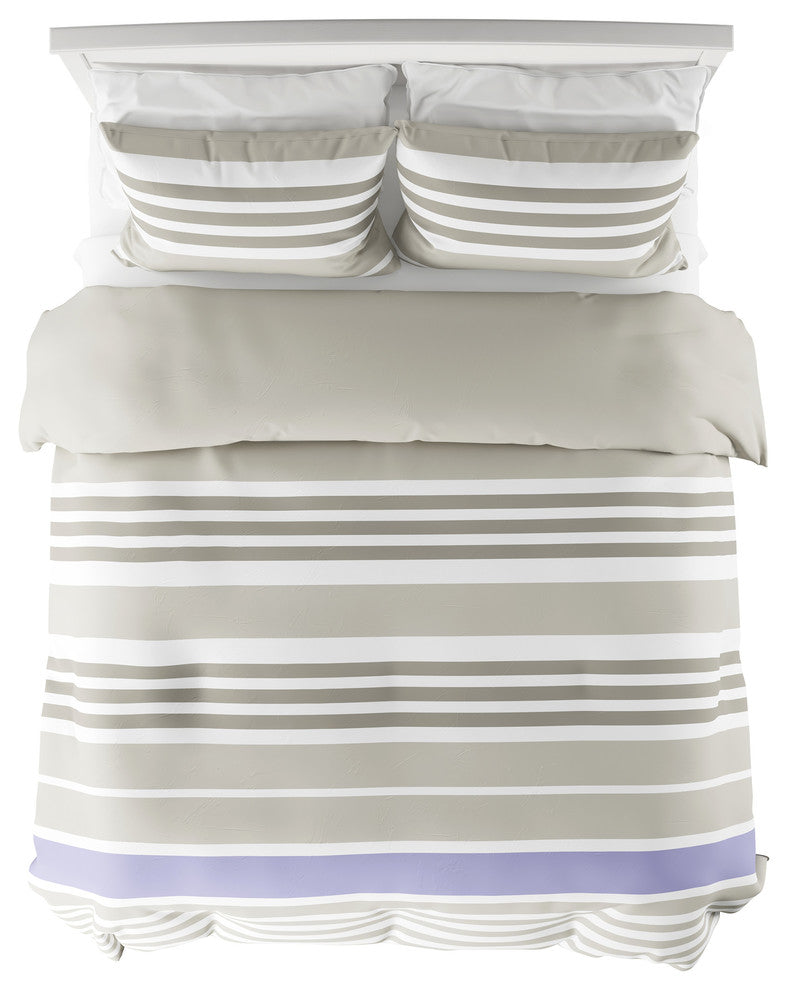 LHC 3-Piece Seaside Lavender Striped Bed Set,, King