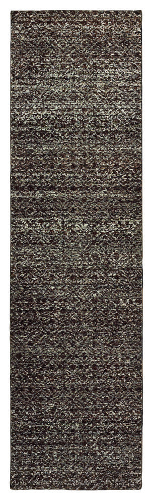 Aegina Diamonds Black/Gray Area Rug, 2'3"x8'