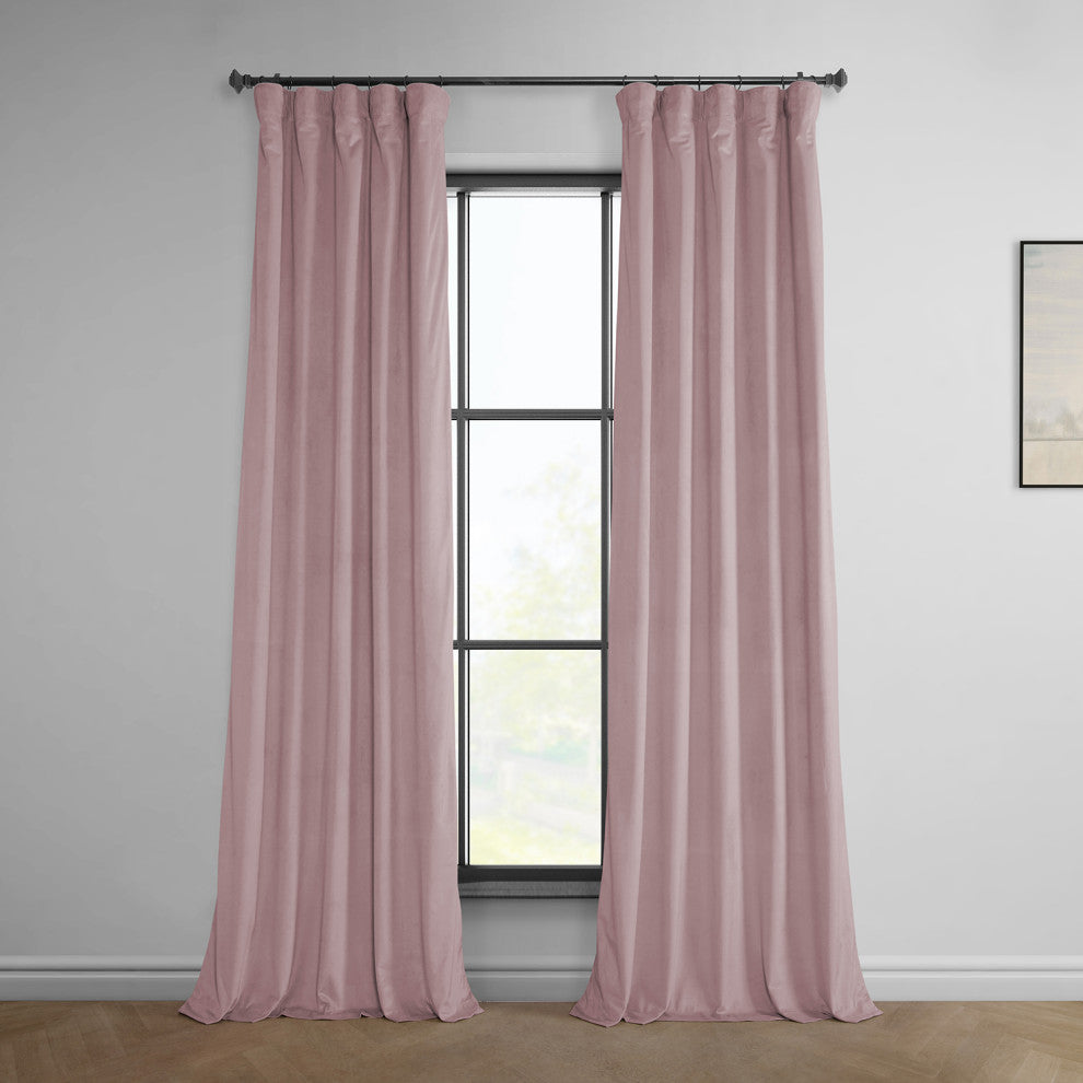 Heritage Plush Velvet Curtain Single Panel, Ballet Pink, 50"x84"