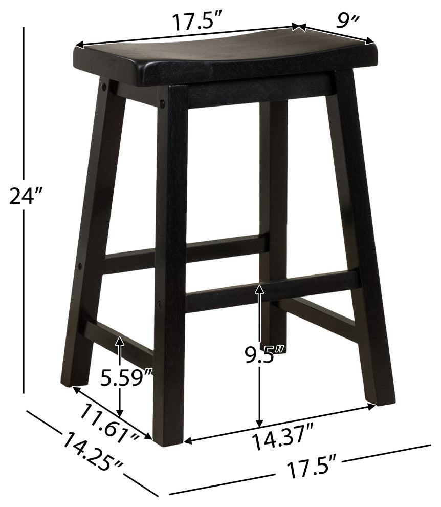 Elizabeth Saddle Wood Counter Stool, Set of 2