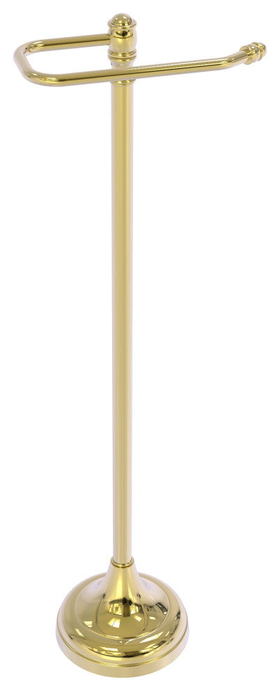 Carolina Freestanding Euro Style Toilet Paper Holder, Unlacquered Brass