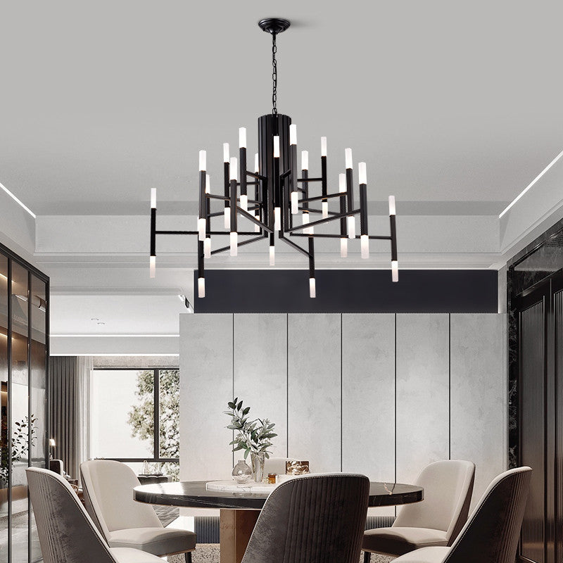 Zelbio | Gold/Black Postmodern LED Chandelier for Living Room, Black, 24 Lights - Dia68.1xh60.0cm / Dia26.8xh23.6"