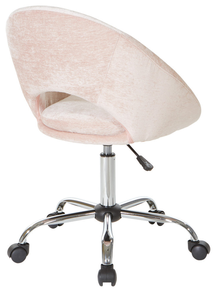 Milo Office Chair, Royal Velvet Fabric With Chrome Base, Blush