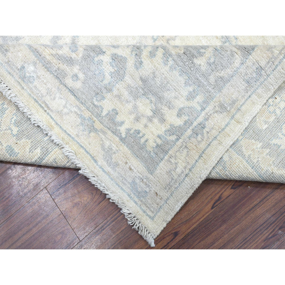 Gray Afghan Angora Oushak Hand Knotted Natural Wool Oriental Rug, 8'1" x 9'8"