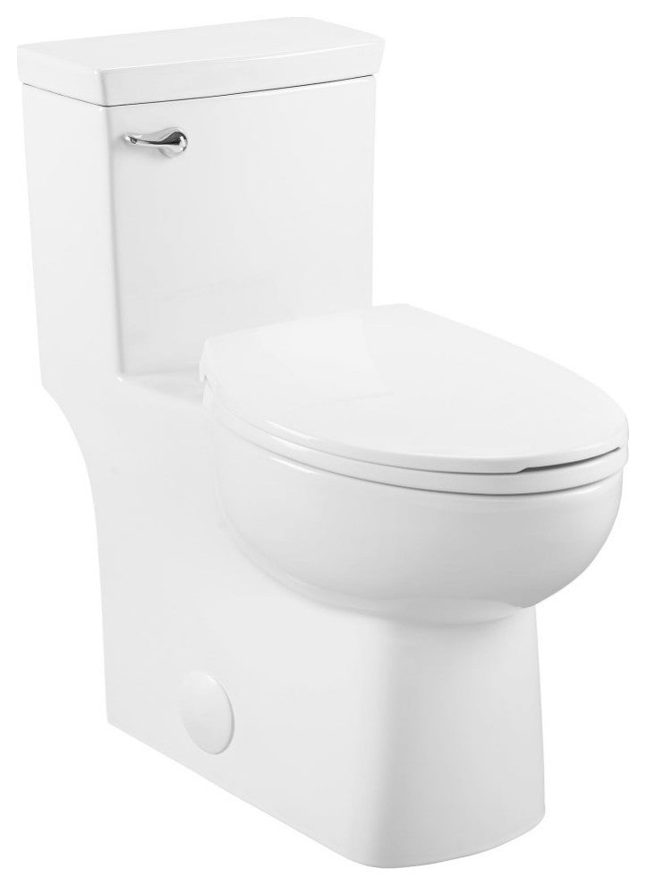 Classe One-Piece Toilet with Front Flush Handle 1.28 GPF, Glossy White