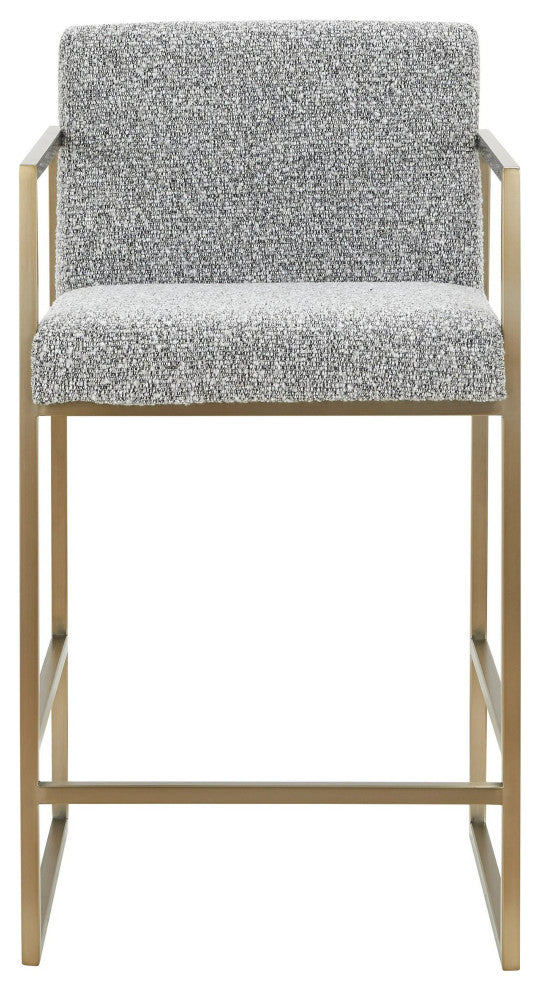 Modrest Suzanne Modern Grey Fabric + Antique Brass Counter Chair