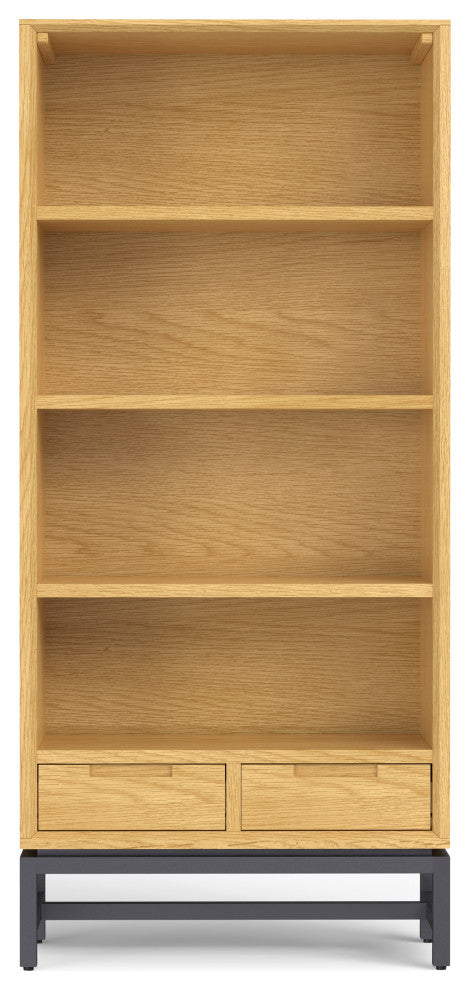 Banting SOLID HARDWOOD Mid Century Bookcase, Oak Veneer