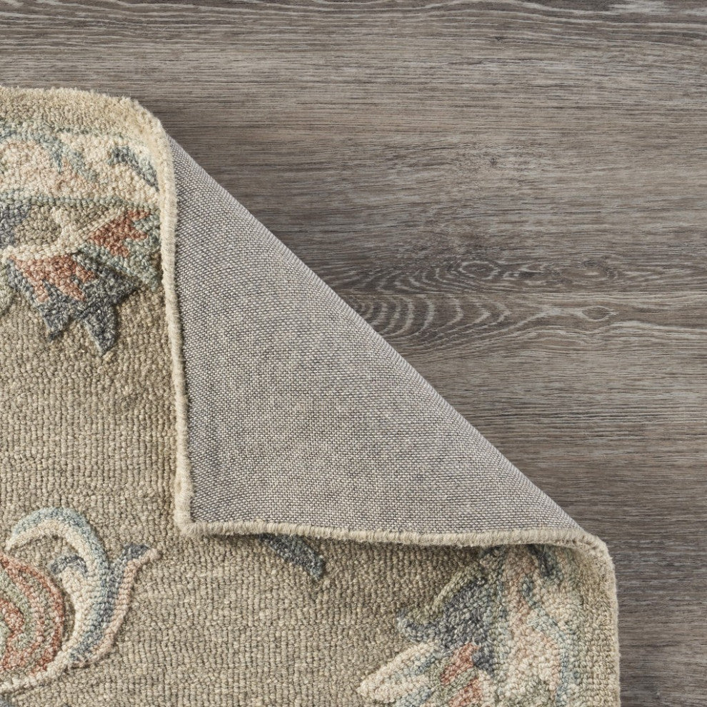 5" x 7' Sage and Cream Filigree Area Rug