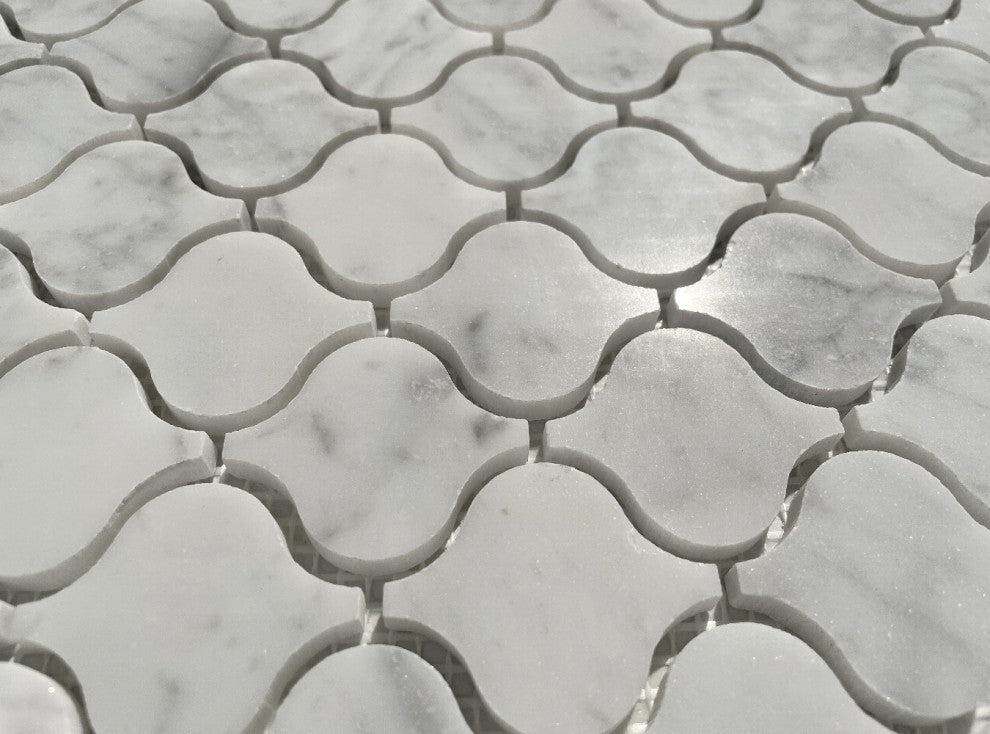 Carrara Venato Marble Arabesque Baroque Lantern Mosaic Tile Polished, 1 sheet