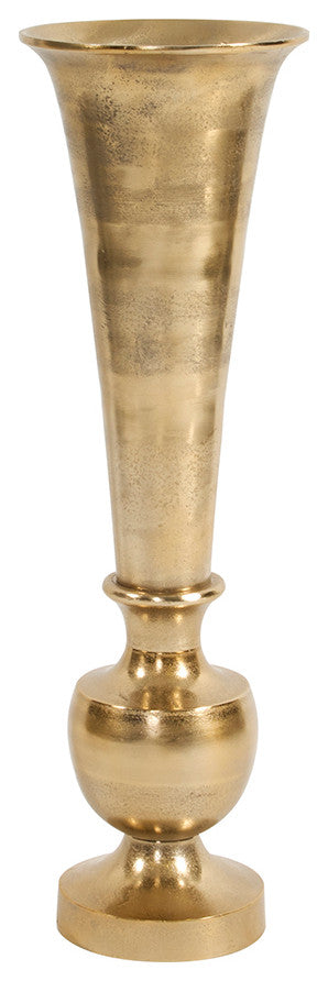 Howard Elliott Oversized Flared Gold Aluminum Vase, Small