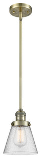 Small Cone 1-Light LED Pendant, Antique Brass, Glass: Seedy