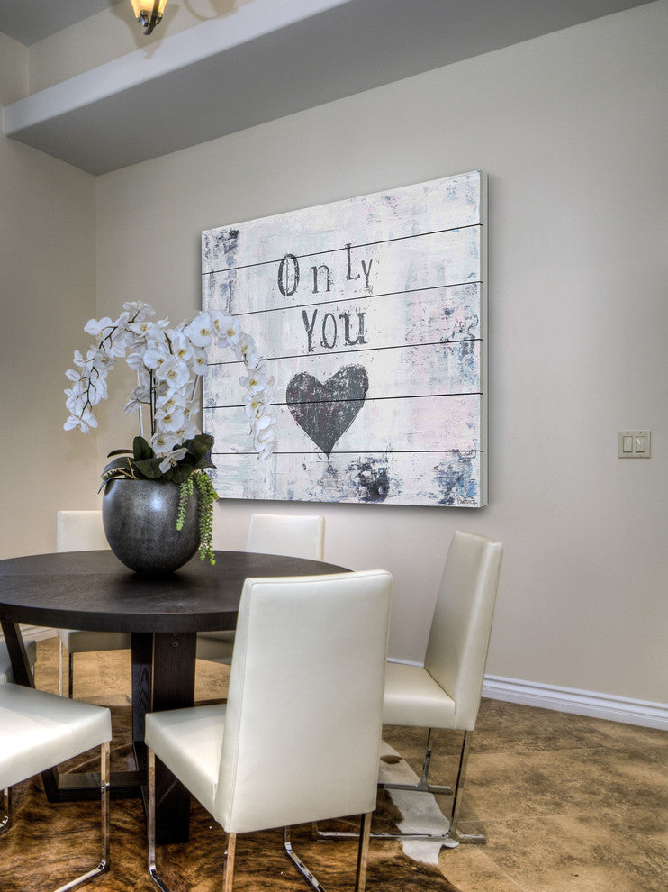 "Only You" Painting Print on White Wood, 24"x24"
