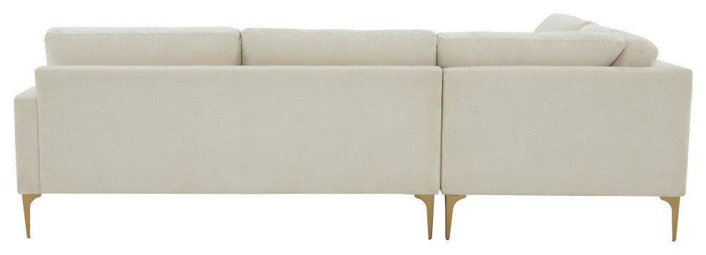 Serena Cream Velvet Large Left Arm Facing Chaise Sectional