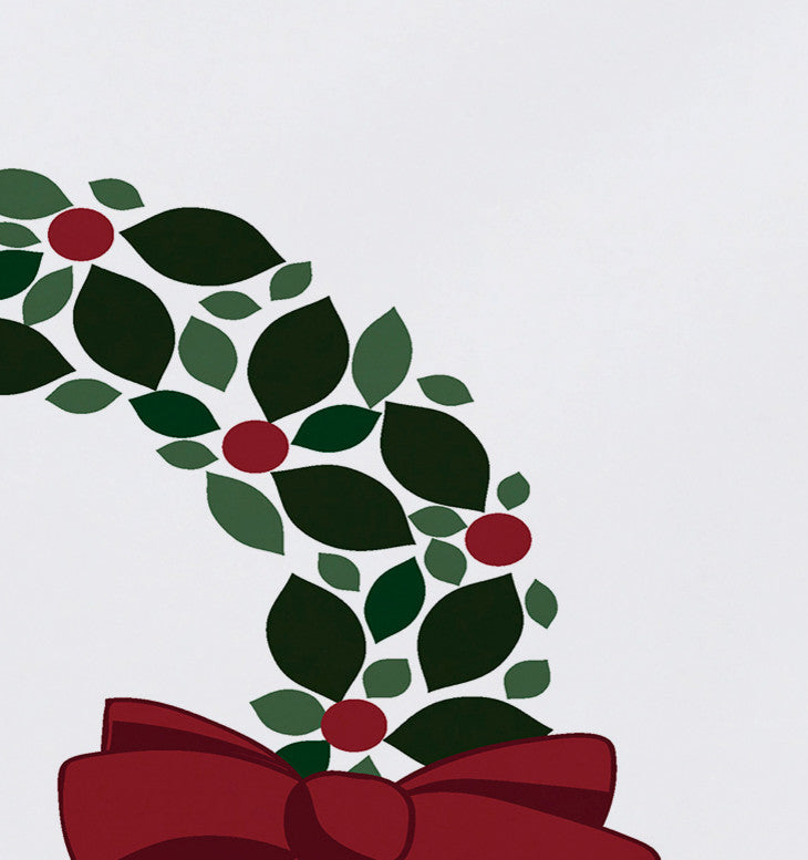 Holly Wreath, Floral Print Placemat, White (Set of 4), 18 x 14"