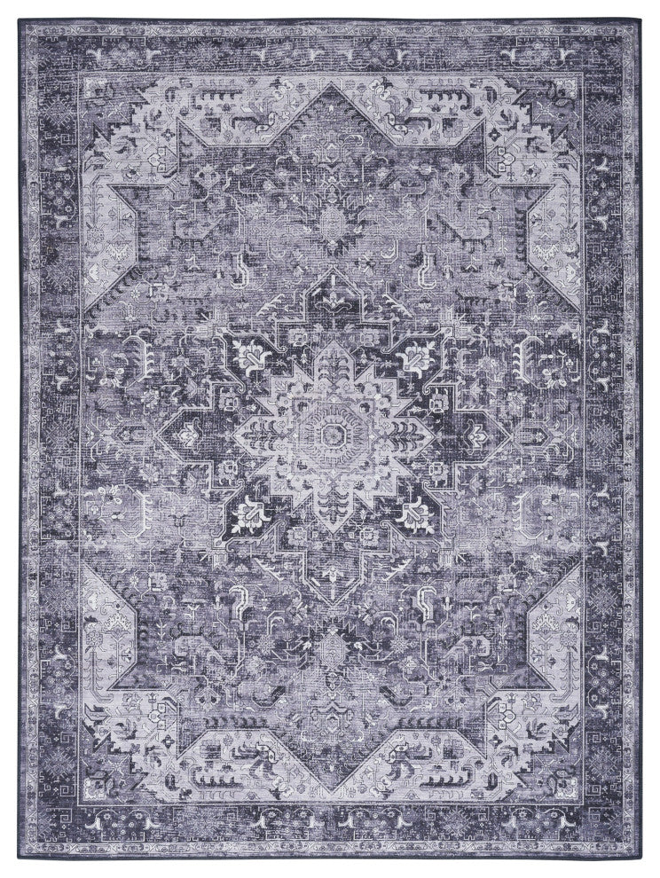 Nourison Nourison Washables 5'2" x 7' Charcoal Grey Vintage Indoor Rug