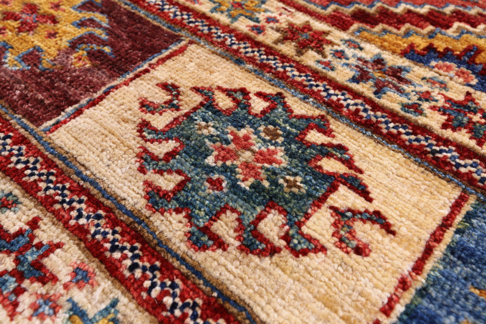 4' 1" X 5' 10" Hand-Knotted Super Kazak Khorjin Wool Rug Q10778