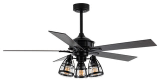 52 in Industrial Matte Black Ceiling fan With 5 Blades, Remote Control