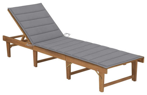 vidaXL Solid Wood Acacia Folding Sun Lounger with Cushion Patio Garden Seat