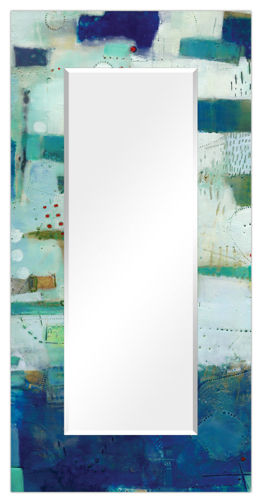 Crore Rectangular Beveled Wall Mirror on Free Floating Printed Tempered Glass