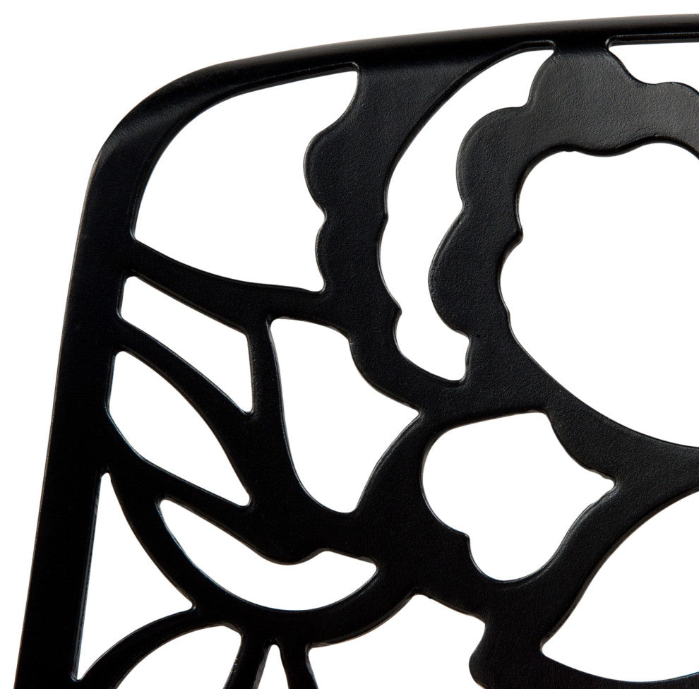 LeisureMod Devon 5-Piece Aluminum Patio Dining Set With Table and 4 Chairs, Black