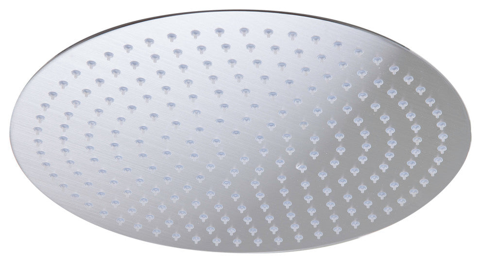 Solid Ultra Thin Rain Shower Head, Brushed Stainless Steel, 16", Round