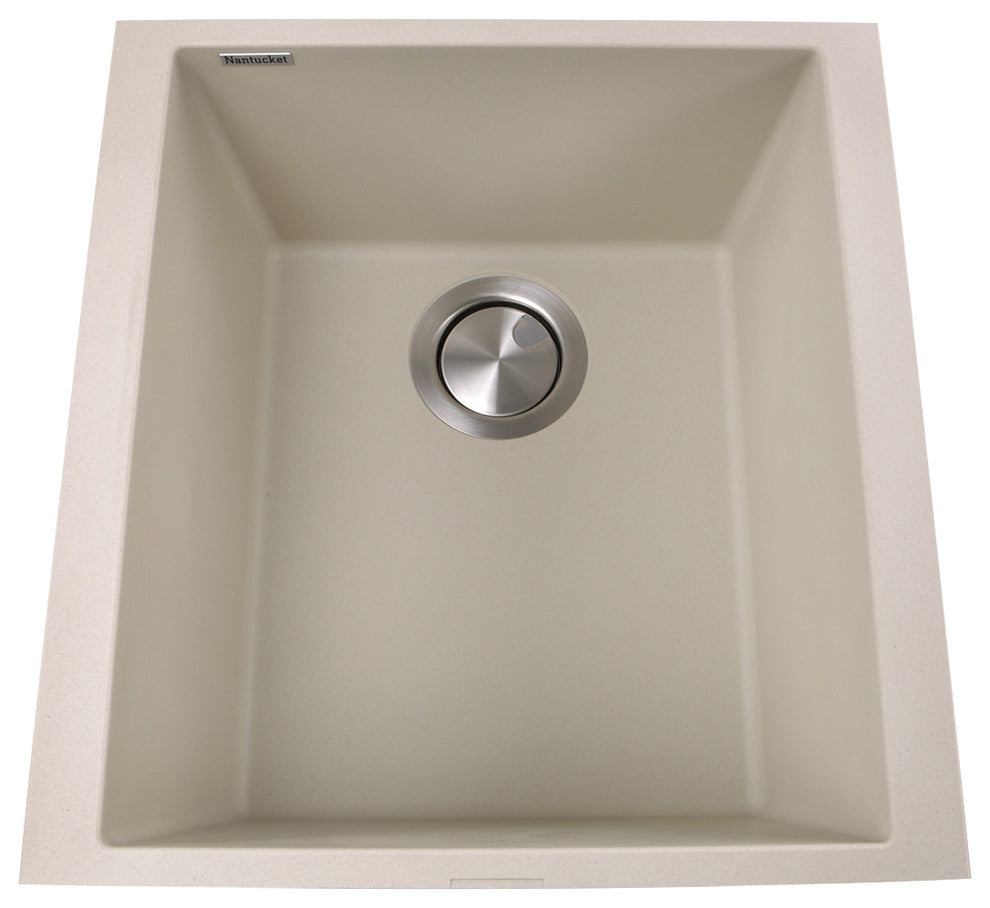 Nantucket Sinks 17" Single Bowl Undermount Granite Composite Bar-Prep Sink, Sand
